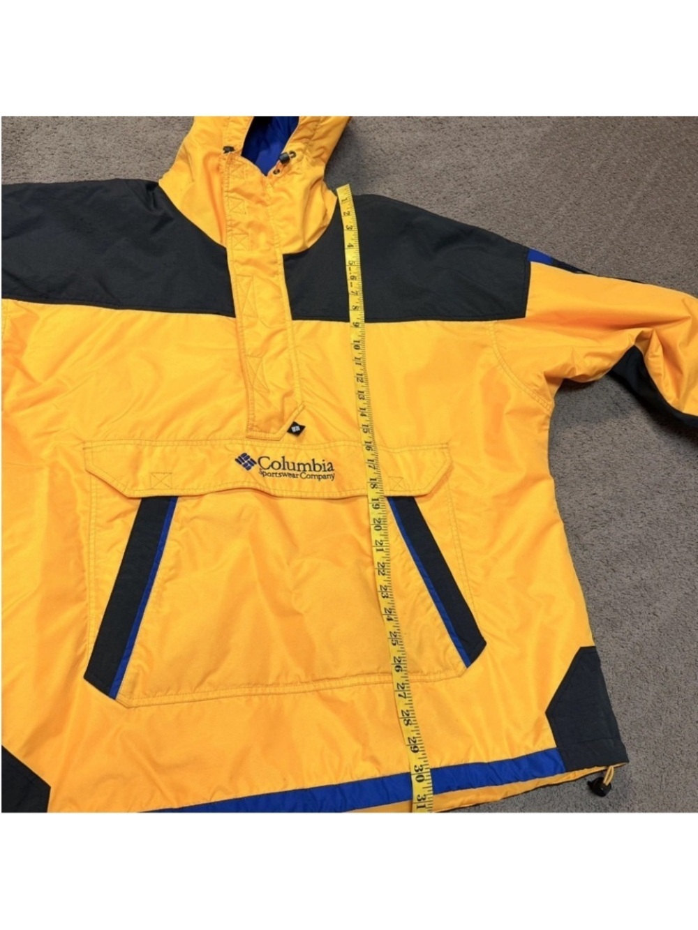 Columbia Padded Anorak Parka Puffer Jacket Men's XL vintage 2000 black yellow - Picture 12 of 12